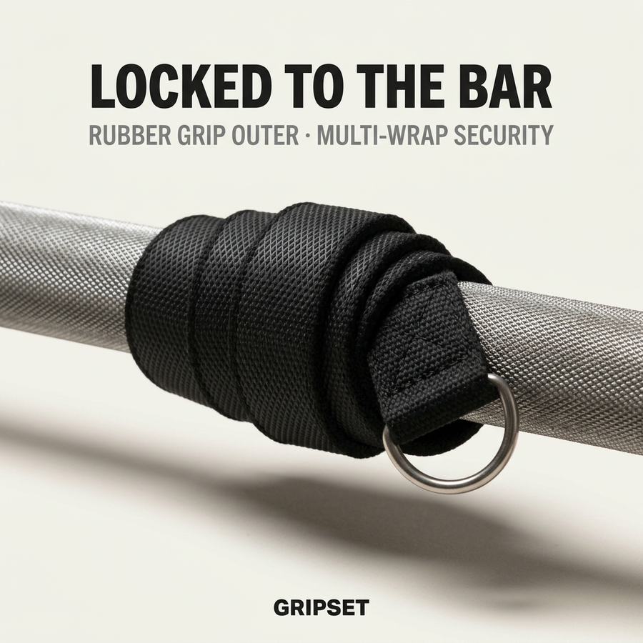 Locked to the bar — rubber grip outer with multi-wrap security